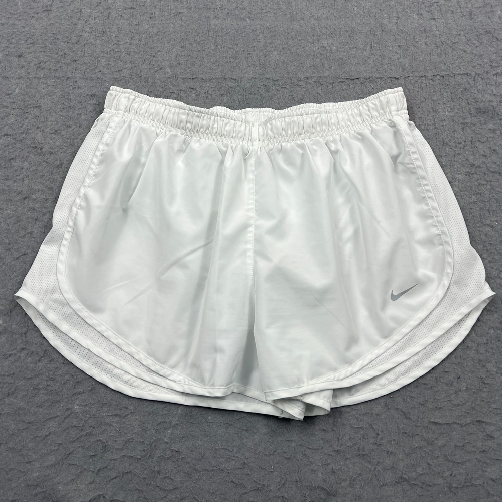 Nike Shorts Womens XL White‎ Tempo Lined Drawstring Running Training Gym 831558